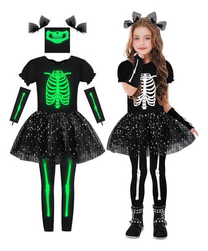 Aothso - Disfraz De Esqueleto De Halloween Para Niñas Que