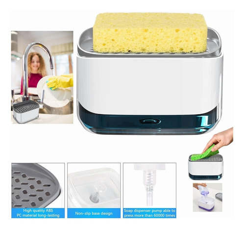 Imagen 1 de 9 de Dispensador De Jabón Para Cocina Con Jabonera 2 En 1