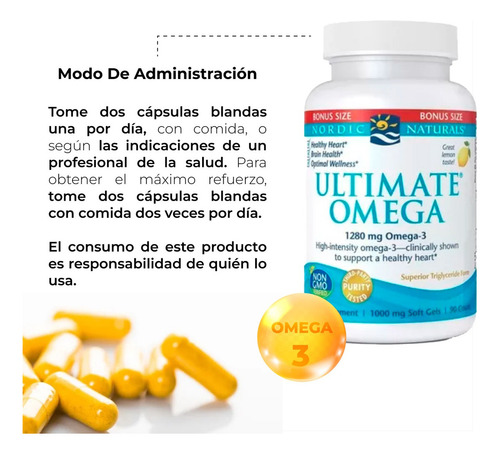 Ultimate Omega-3 Nordic Naturals 1280 Mg Sabor Limón 90 Caps