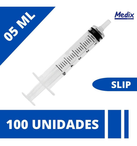 Seringa 5ml Sem Agulha Luer Slip - Medix C/100 Unidades