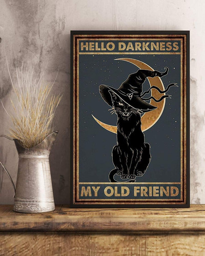 Poster Decorativo De Bruja De Gato Negro Para Halloween, Con