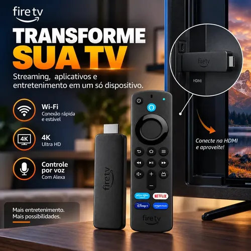 Amazon Fire Tv Stick 4k Wi-fi 6 Alexa 8gb Controle Por Voz Preto