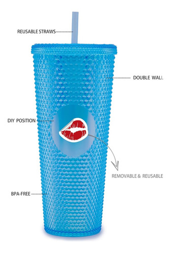 Vaso Starbuck Doble Pared Texturizado 750 Ml Tapa Y Popote