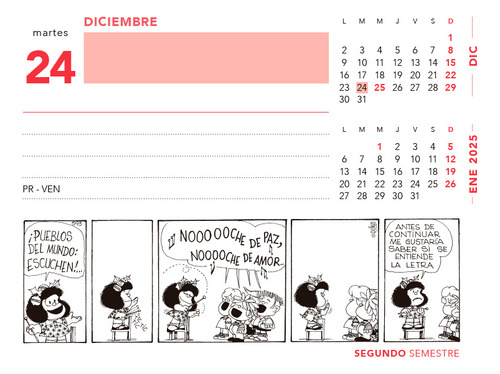 Calendário de mesa vermelho Maflada 2024