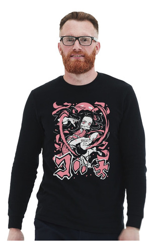 Polera Ml Demon Slayer Nezuko Stencil Rosa Kimetsu No Yaiba