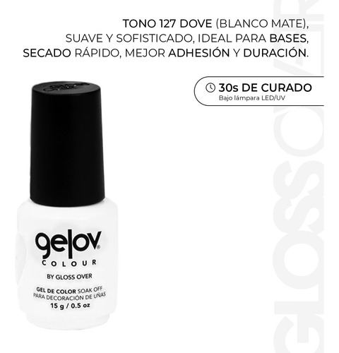 Duo Gel Para Uñas Gloss Over Tonos Black 15g + White 9g 2pzs Color Black Y White