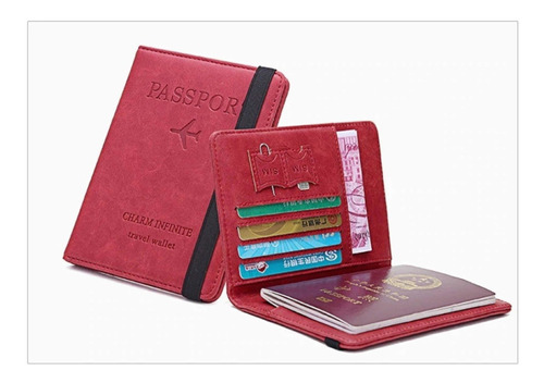 Funda Para Pasaporte Y Simcard Rojo