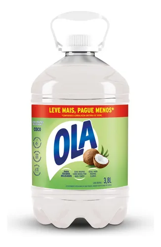 Sabão líquido Ola Lava Roupas Roupas Delicadas coco garrafão 3.8 ...