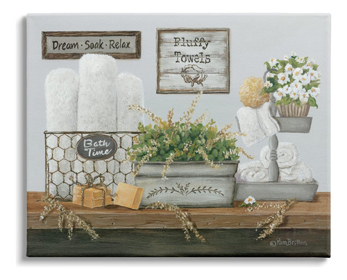 Stupell Industries Country Washroom Counter Still Life Toall