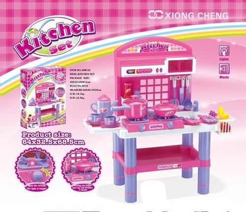 Cocina Infantil Juguete Niños 008-53 Mediana Rosada