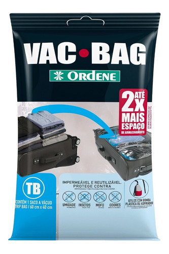 Imagem 1 de 4 de Saco A Vácuo Organizador Zíper Trip Bag Ordene Vac Bag 60 Cm