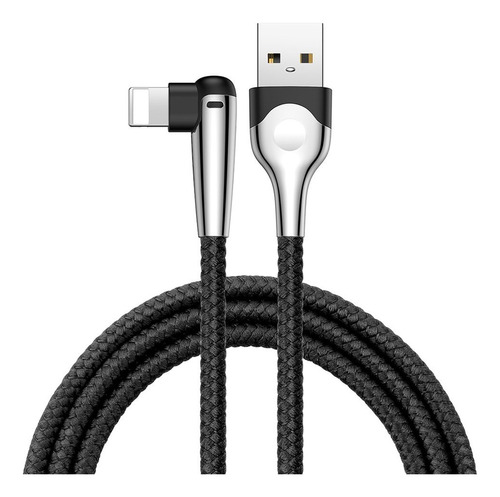 Cable Carga Rapida Baseus Para iPhone Gamer 90° Irrompible Color Negro