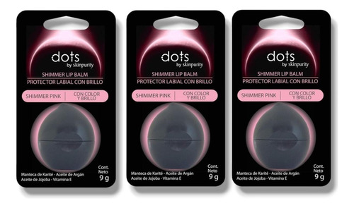 Dots Protector Labial Shimmer Pink Color Y Brillo X 3 Uni