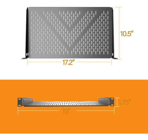 1u Balck Estante Ventilado Voladizo 10.0 In Profundidad