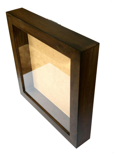 Moldura Caixa Alta 22x22cm Nogueira Com Vidro