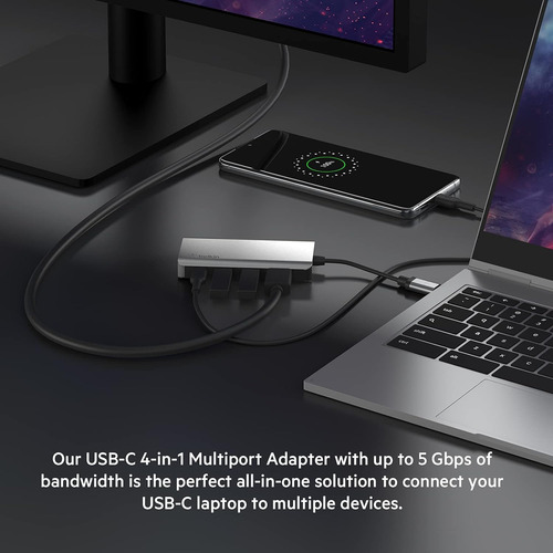 Base Adaptadora Multipuerto 4 En 1 Con Hdmi 4k
