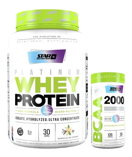 Premium Whey Protein 2 Lb + Bcaa 2000 Star Nutrition