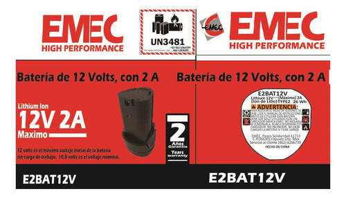 Bateria De 12 Volts 2 Ah Emec E2bat12v