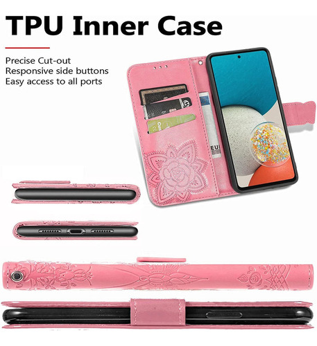 Funda Tipo Cartera Para Samsung Galaxy A53 5g, 3d Butterfly