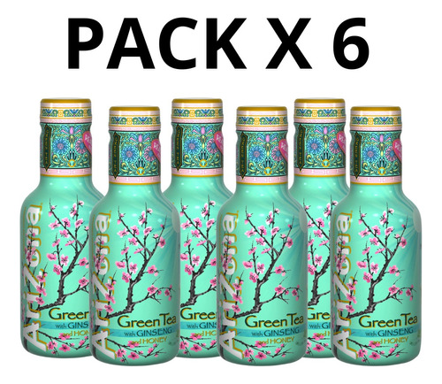 Té Verde Arizona Ginseng Y Miel 500ml - Pack X6