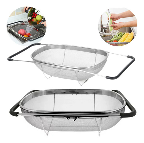 Escurridor Multiusos, Colador Grande Para Fregadero, Mango E
