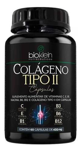 Colágeno Tipo Ii Com Vitaminas 400mg 60 Cápsulas Bioklein Sabor Sem Sabor