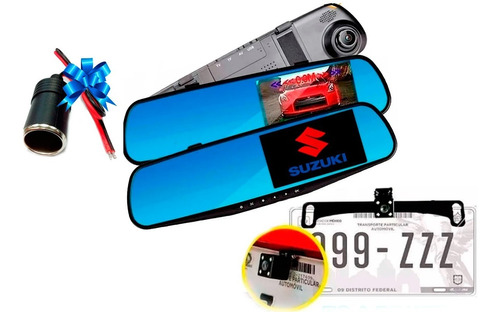 Espejo Retrovisor Dvr Pantalla 4.3, 2camaras, Logo Suzuki