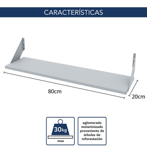 Estante Con Mensula Centro Estant 80 X 20 Cm Melamina