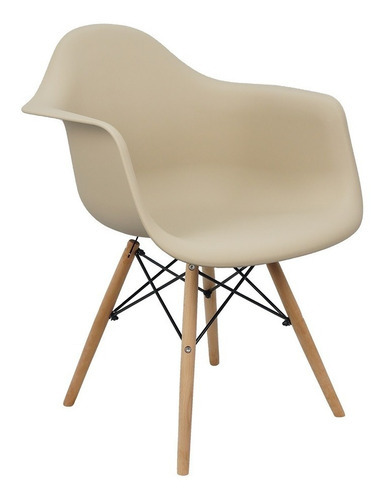 Cadeira Charles Eames Eiffel Design Com Braço Bege