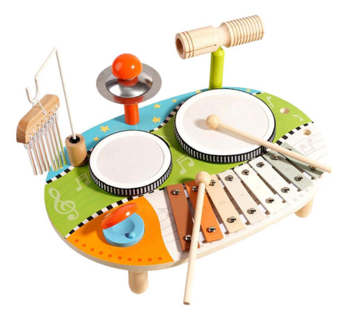 Xilófono De Juguete Para Niños, Kit De Batería De Madera,