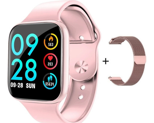 Imagem 3 de 7 de Relógio Smartwatch P80 Rosê C/2 Pulseiras Original Da Fit