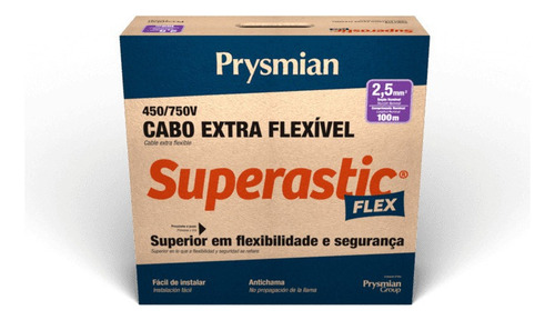 Cabo Superastic Flexível 2,50mm Vermelho Rolo 100m Prysmian