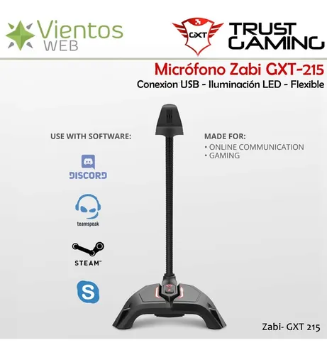 Microfono Gamer Trust Gxt 215 Zabi Usb Led Flex Pc Ps4 Ps5