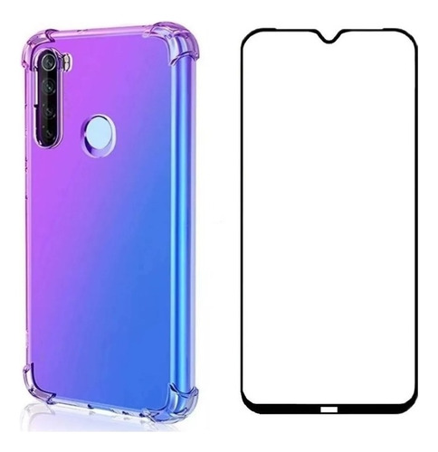 Capa Anti Shock Para Xiaomi Redmi Note 8 + Película Vidro 3d