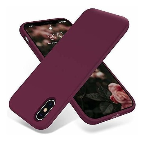 Funda Compatible Con iPhone X Silicona Color Rojo Vino