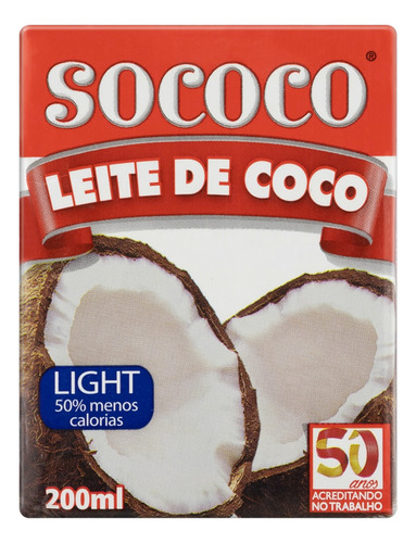 Leite de Coco Light Sococo Caixa 200ml