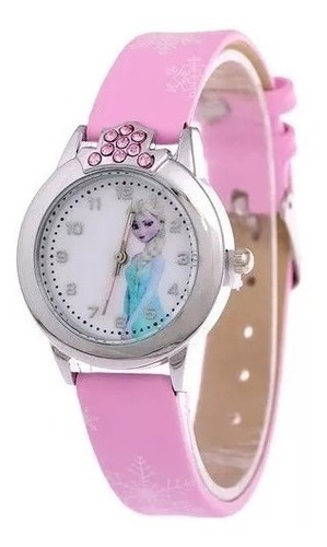 Relógio Infantil Menina Elsa Frozen Disney Rosa Strass