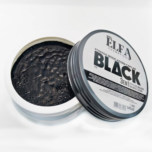 Imagem 3 de 5 de Pomada Modeladora Extra Forte Black 120g - Elfa Pigmentadora