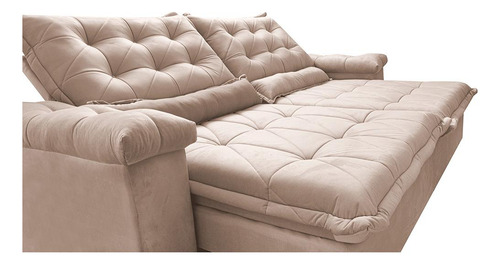 Sofá Retrátil e Reclinável 2,55m Cama inBox Big Fresh. com SoftGel D40 Velupluma Bege
