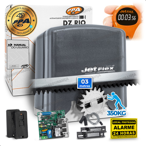 Kit Motor Portão Deslizante Ppa Dz Rio 350 1/4 Rápido 4s