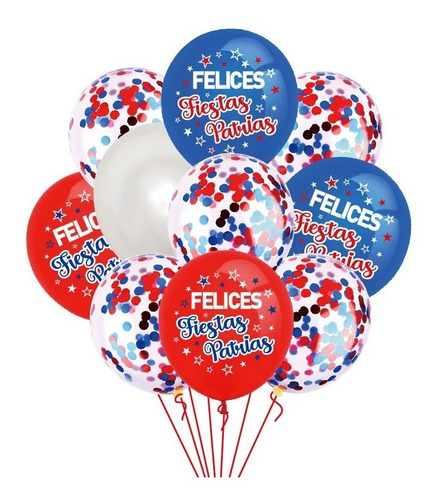 Set Globos Decoración 10 Uds Diseño Felices Fiestas Patrias