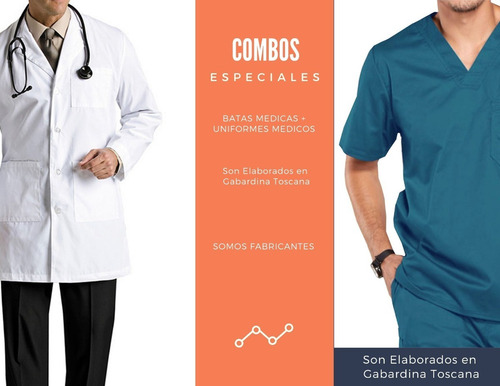 Batas De Caballeros + Uniformes Medicos Marca Yakoz En Combo