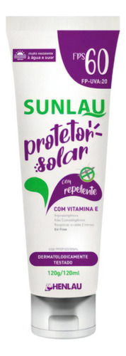 Henlau Creme protetor bloqueador solar fps 60 com Repelente 120ml