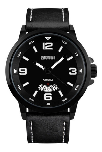 Reloj Casual  Caballero Skmei  9115 Cuero Negro