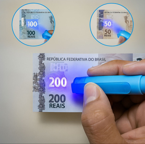 Kit 5 Canetas Uv Para Identificar Nota Falsa/dinheiro Falso