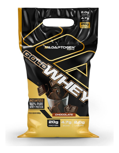 100% Gold Whey Refil Concentrado 900g - Adaptogen Science Sabor Chocolate