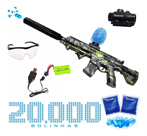 Rifle Bolinha Gel Arma Brinquedo Elétrica Modo Automático Rajada