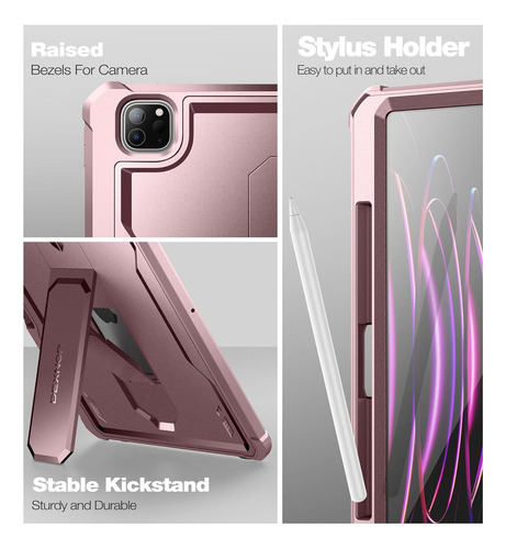 Funda Para iPad Pro 12.9 Rosa Mate Parachoques Doble Capa