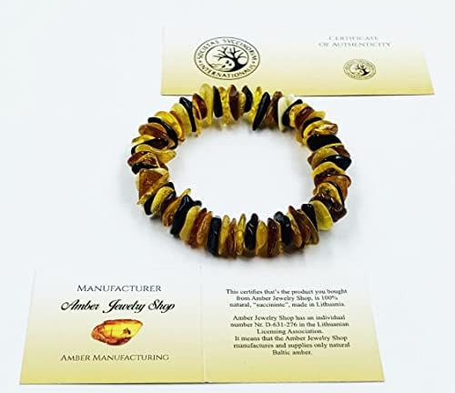 Pulsera De Ámbar Natural En Banda Elástica De 7 Pulgadas - C