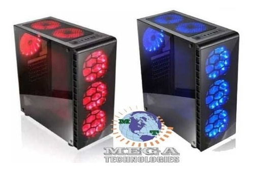 Case Gamers 6 Ventiladores Ventana Atx Sin Fuente Micro